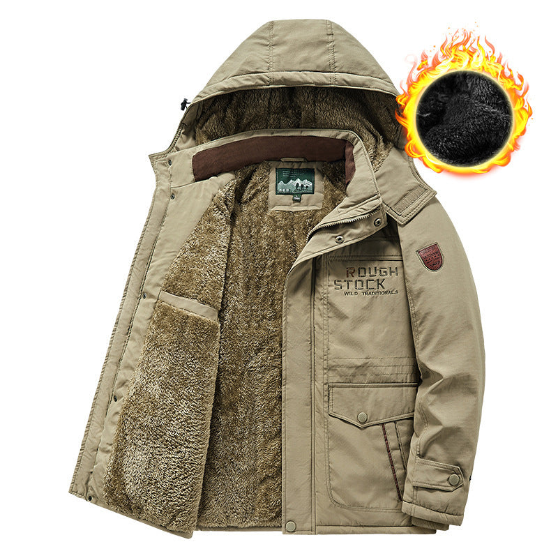 Herren wärmender gefütterter Kapuzenparka mit durchgehendem Teddyfleecefutter und Utility‑Taschen Nord Taschen