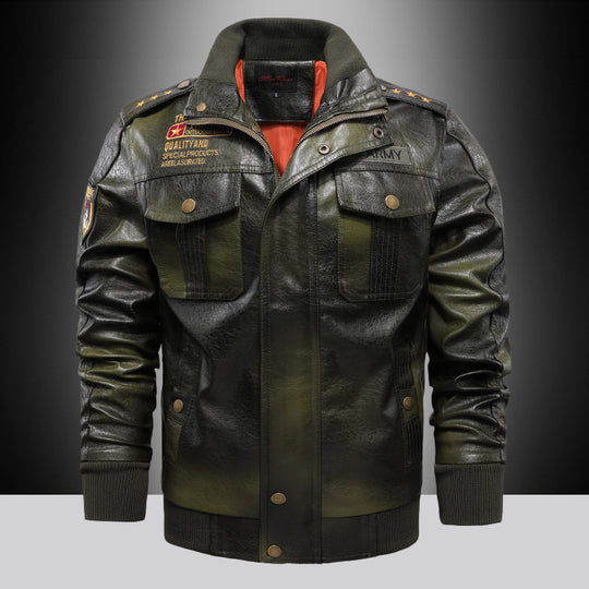 Herren Premium Kunstleder-Fliegerblouson im Aviator-Look mit Applikationen und Reißverschlussblende Nord Taschen
