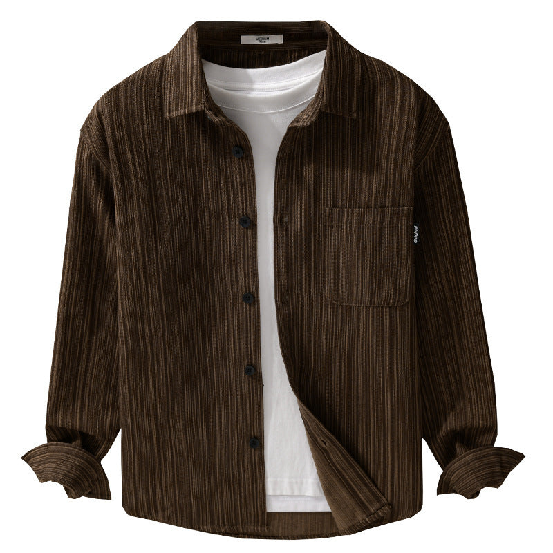 Herren Cord-Overshirt mit feiner Streifenstruktur und aufgesetzter Brusttasche Nord Taschen