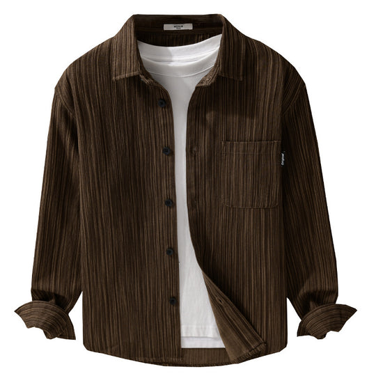 Herren Cord-Overshirt mit feiner Streifenstruktur und aufgesetzter Brusttasche Nord Taschen