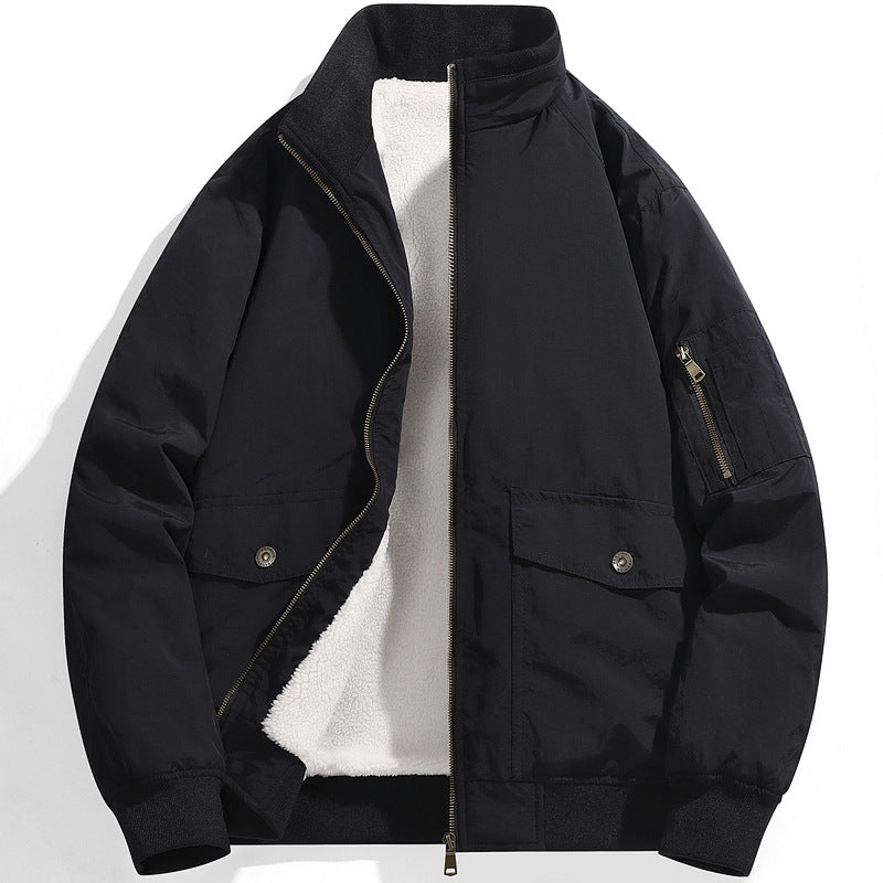 Herren Utility-Fliegerjacke mit Teddyfutter, Stehkragen und Ärmel-Tasche Nord Taschen