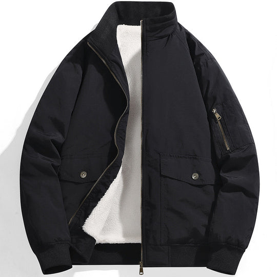 Herren Utility-Fliegerjacke mit Teddyfutter, Stehkragen und Ärmel-Tasche Nord Taschen
