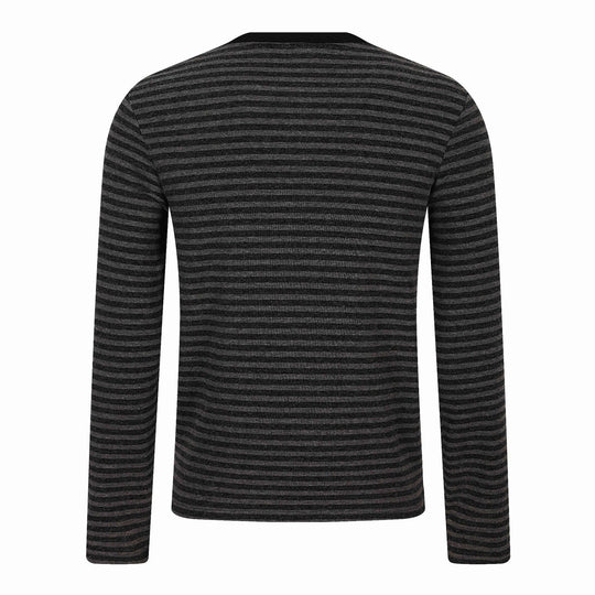 Herren Gestreiftes Longsleeve-Henley mit Knopfleiste und Typo-Print Nord Taschen