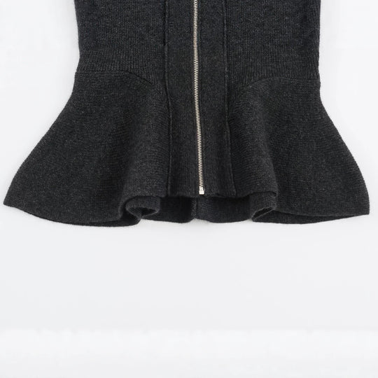 Damen Strickjacke mit Reißverschluss und Peplum-Schnitt Nord Taschen