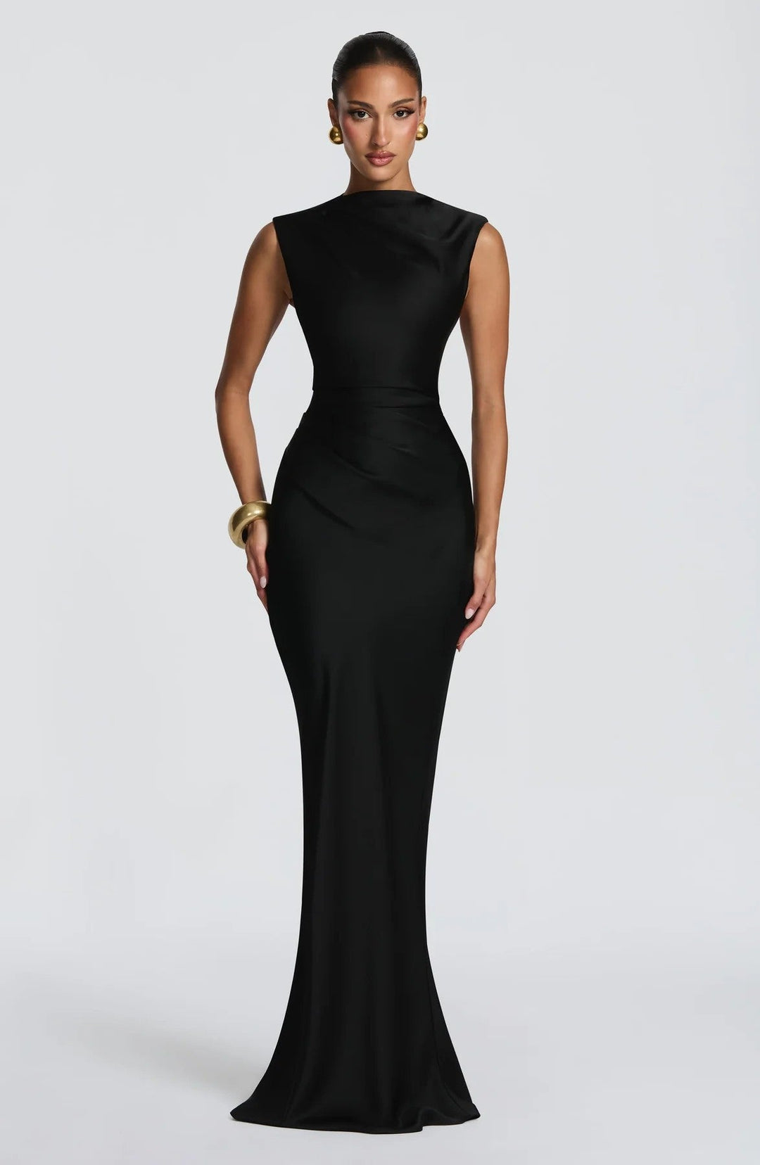 Damen Elegantes Maxikleid mit asymmetrischem Ausschnitt und raffinierten Drapierungen Nord Taschen
