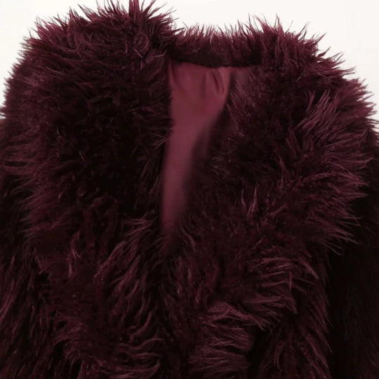 Damen Cropped Kunstfelljacke mit voluminösem Schalkragen und kurzer Silhouette Nord Taschen