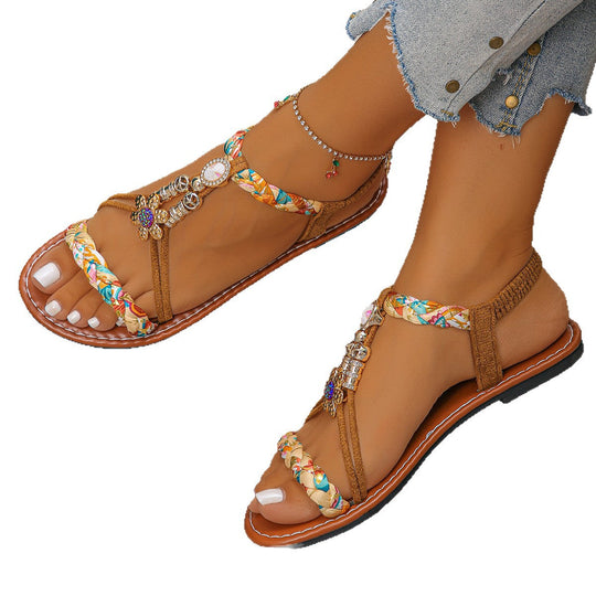 Damen modische Zehentrenner-Sandalen mit floralen Applikationen und elegantem Design Nord Taschen