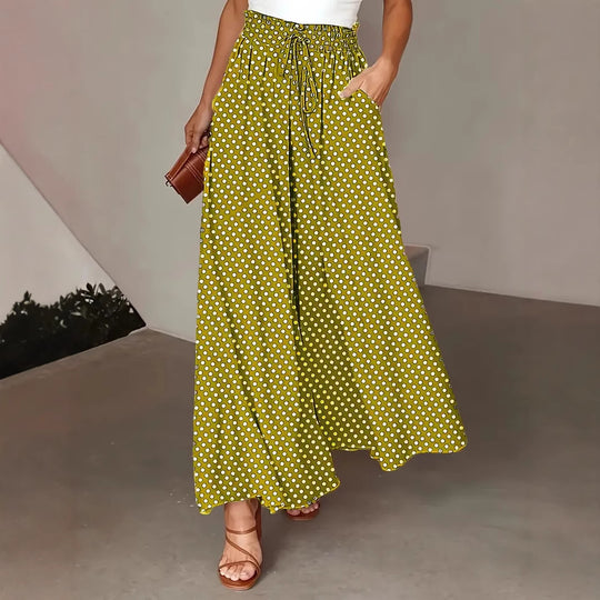 Damen Weit geschnittene Sommerhose mit Punkte-Design Nord Taschen