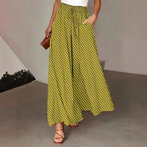 Damen Weit geschnittene Sommerhose mit Punkte-Design Nord Taschen