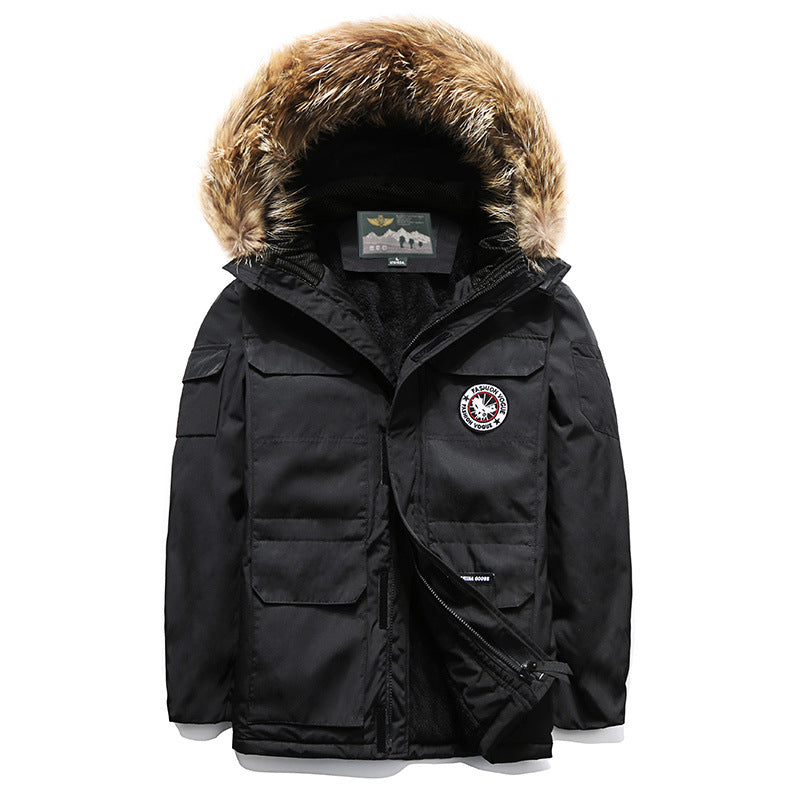 Herren Winterparka mit Kapuze und Kunstfellbesatz, isolierende Thermofütterung & Mehrfachtaschen Nord Taschen