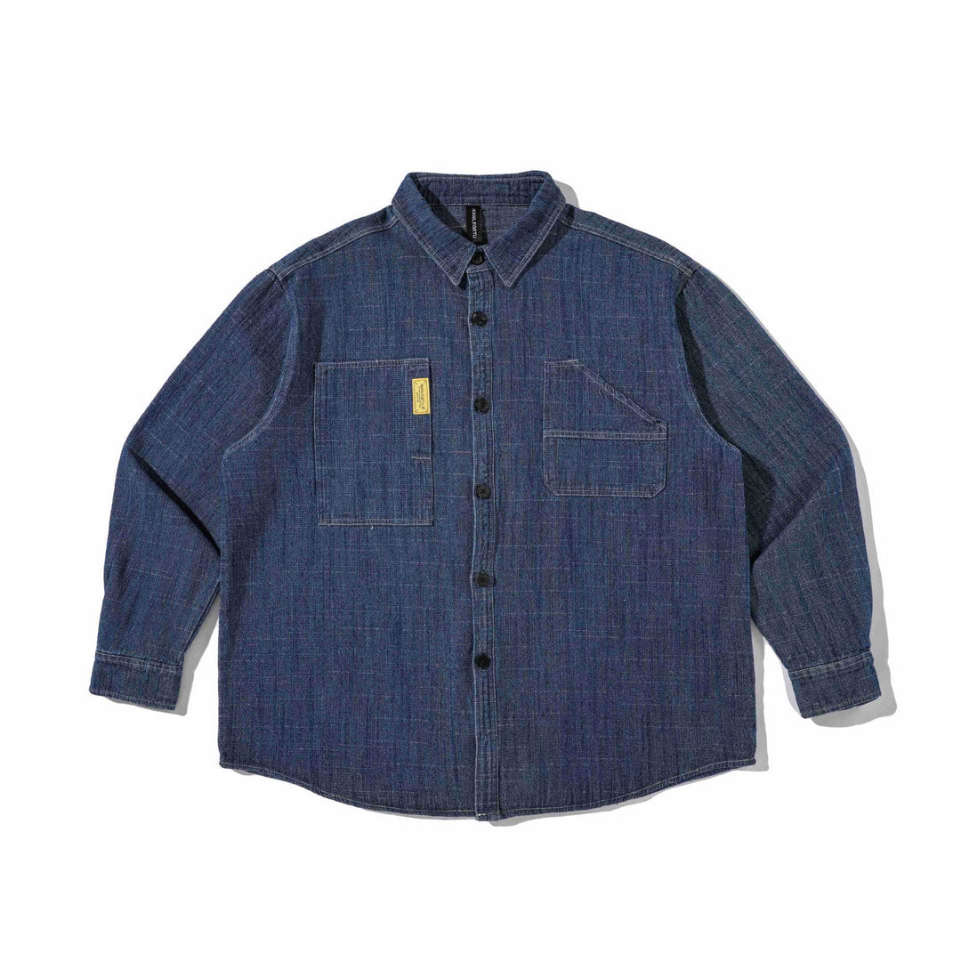 Herren Robustes Denim-Worker-Overshirt mit Brusttaschen und Hemdkragen Nord Taschen