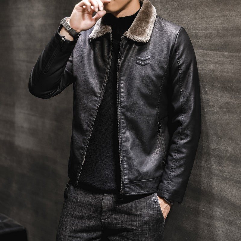 Herren modische und warme Lederjacke Nord Taschen