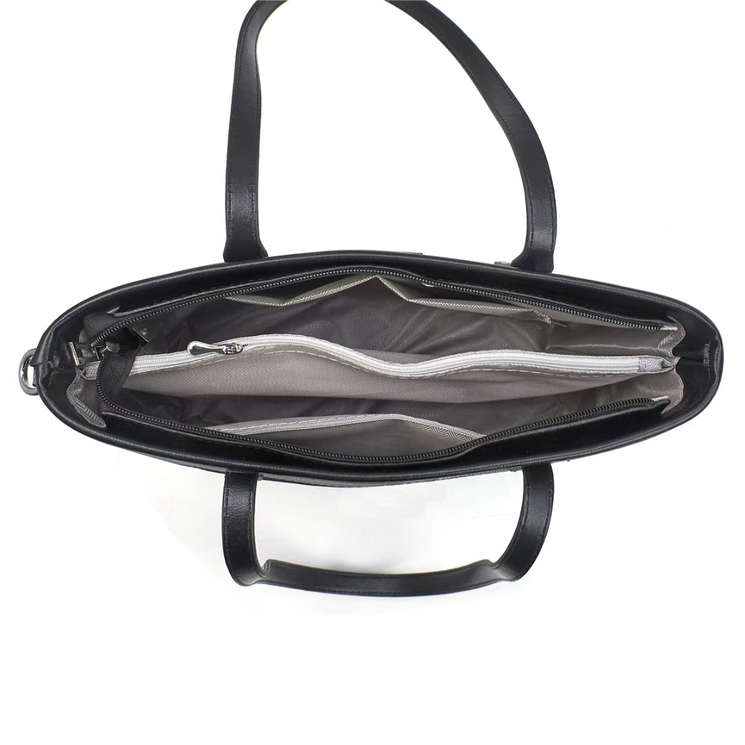 Damen Shopper-Tasche mit eleganten Streifen und praktischer Mini-Clutch Nord Taschen