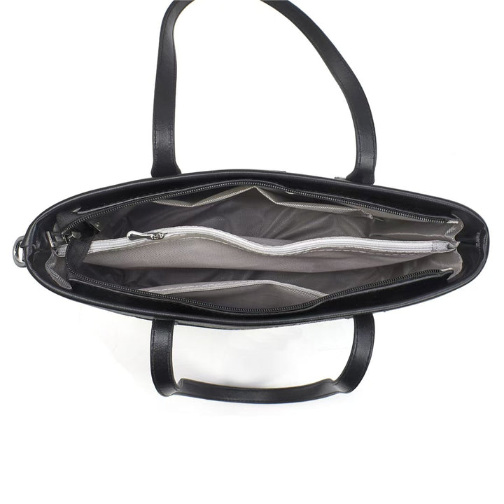Damen Shopper-Tasche mit eleganten Streifen und praktischer Mini-Clutch Nord Taschen