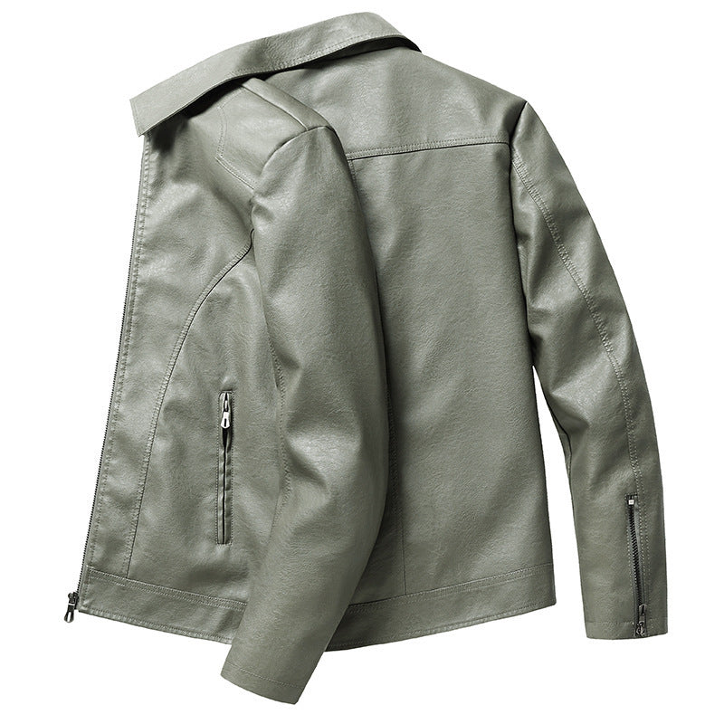 Herren schlanker Kunstleder-Fliegerblouson mit Hemdkragen und ergonomischen Nahtdetails Nord Taschen