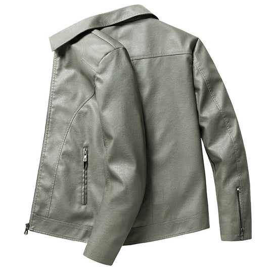 Herren schlanker Kunstleder-Fliegerblouson mit Hemdkragen und ergonomischen Nahtdetails Nord Taschen