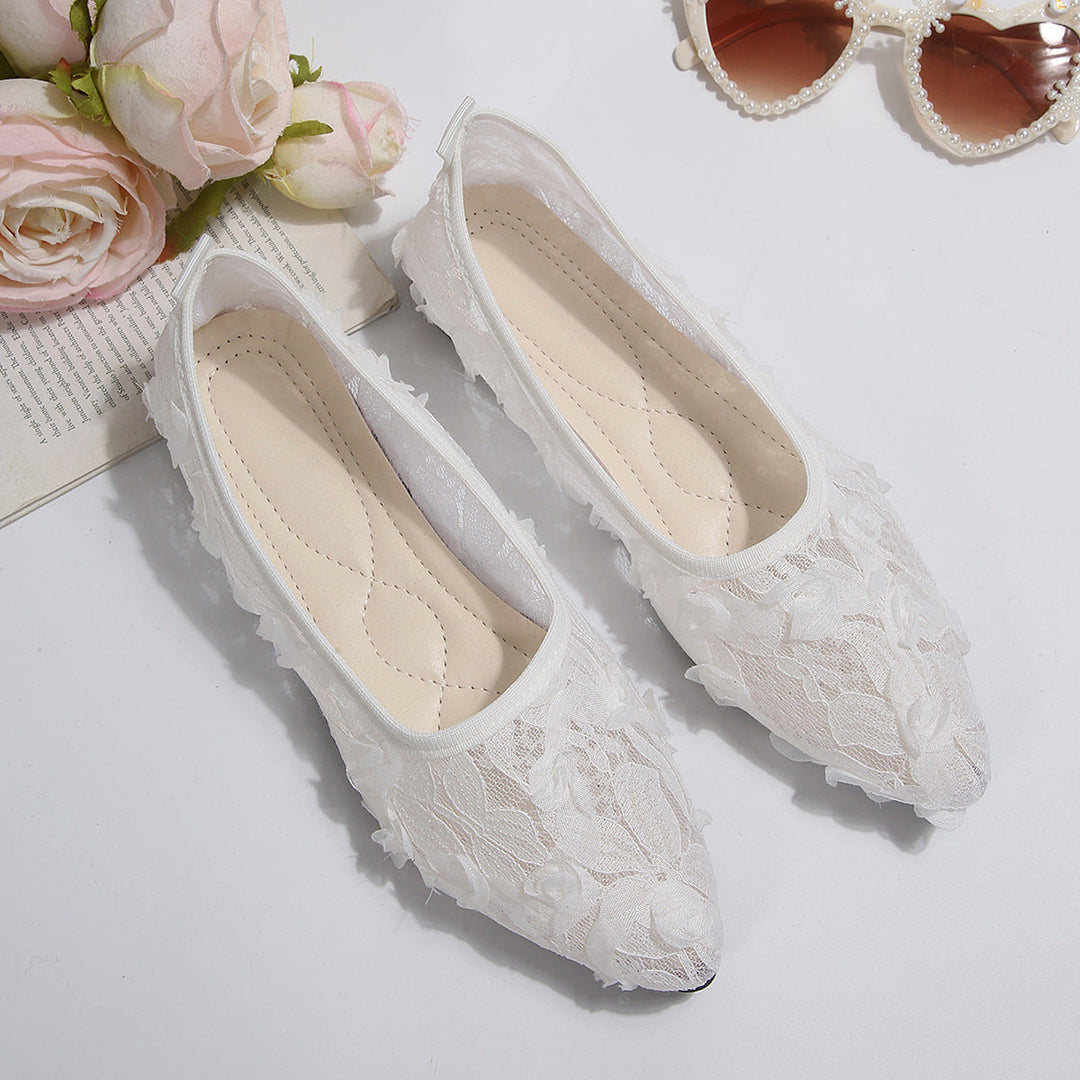 Damen elegante spitze Ballerinas mit floralen Stickereien und komfortablem Innenfutter Nord Taschen