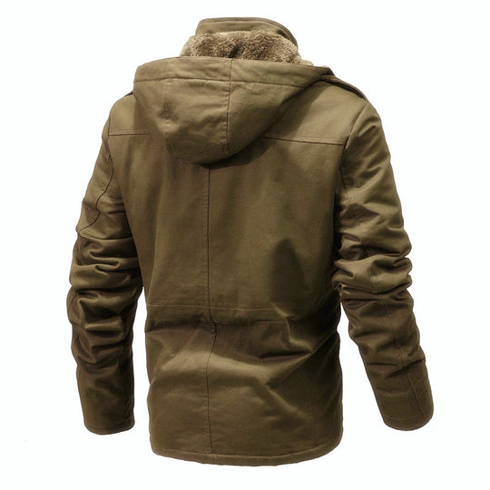 Herren Wattierter Canvas-Parka mit Kapuze, vielseitigen Taschen und Tunnelzug Nord Taschen