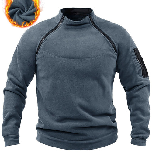Herren Thermischer Fleece‑Halbzippullover mit Utility‑Ärmeltasche & Schulterreißverschlüssen Nord Taschen