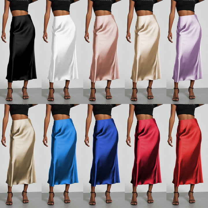 Damen Elegante und fließende Satin Maxiröcke