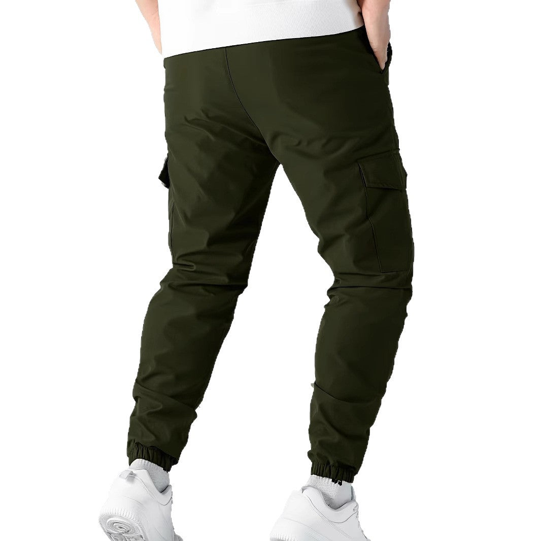Herren Utility-Cargohose im Joggerstil mit Tunnelzug, elastischem Bund & Klappentaschen Nord Taschen