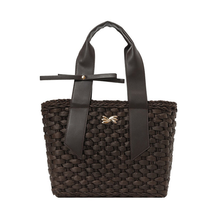 Damen Strohtasche mit eleganten Ledergriffen Nord Taschen