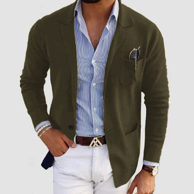Herren lässiger Strickblazer mit praktischen Taschen und bequemer Passform