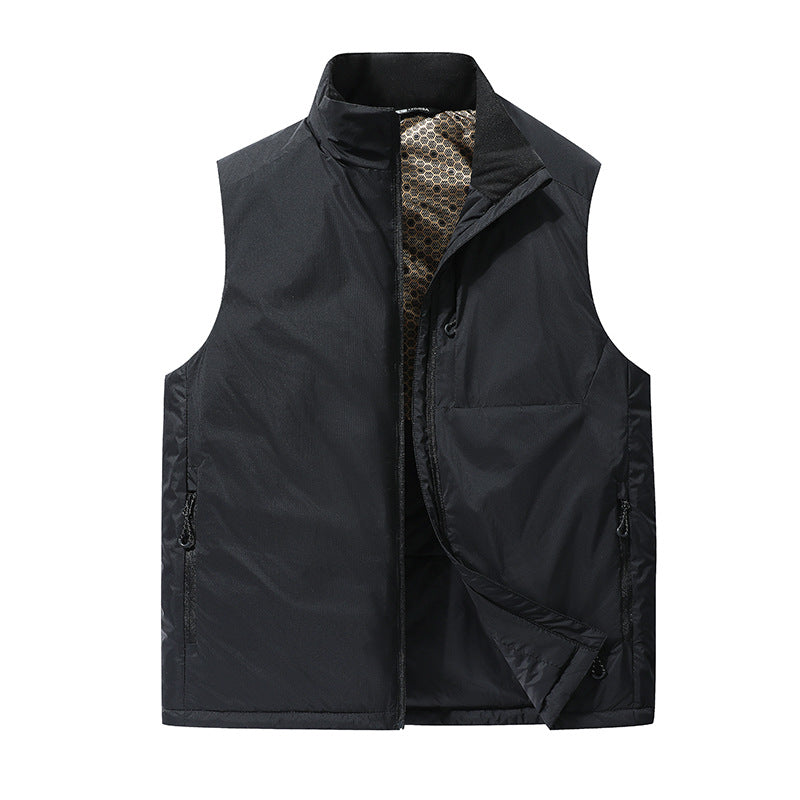 Herren Wattierte Outdoor-Weste mit Stehkragen, Multifunktionstaschen und leichtem Thermofutter Nord Taschen