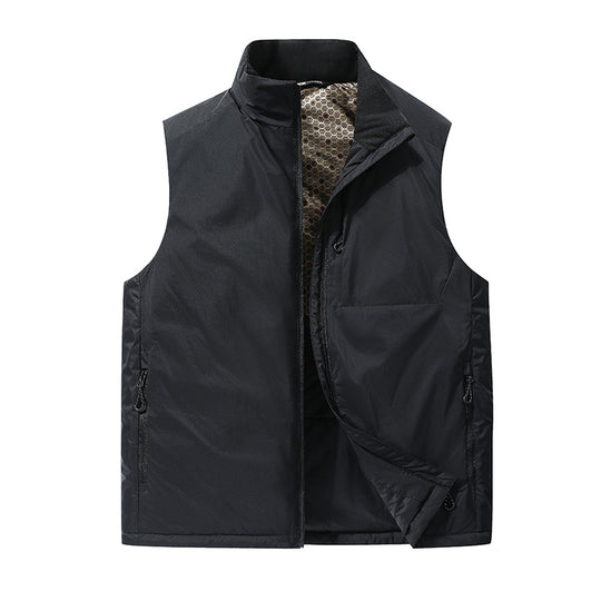Herren Wattierte Outdoor-Weste mit Stehkragen, Multifunktionstaschen und leichtem Thermofutter Nord Taschen