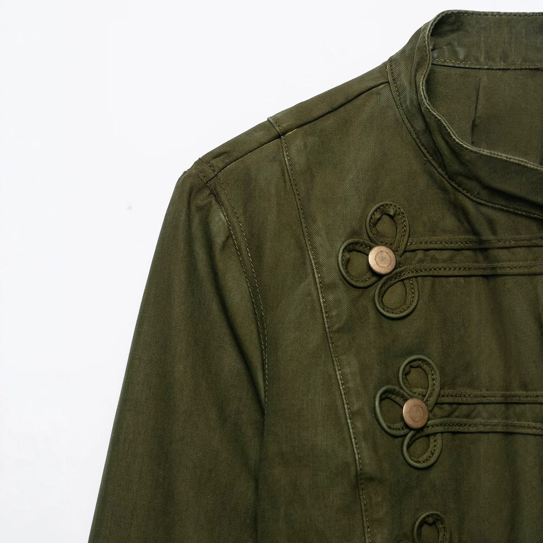 Damen Cropped Husarenjacke mit Zierkordeln und Stehkragen Nord Taschen
