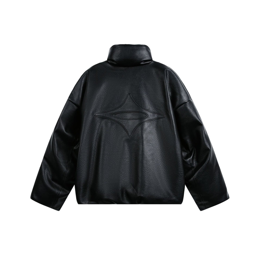 Damen Oversized Kunstleder-Bomberjacke mit hohem Stehkragen Nord Taschen