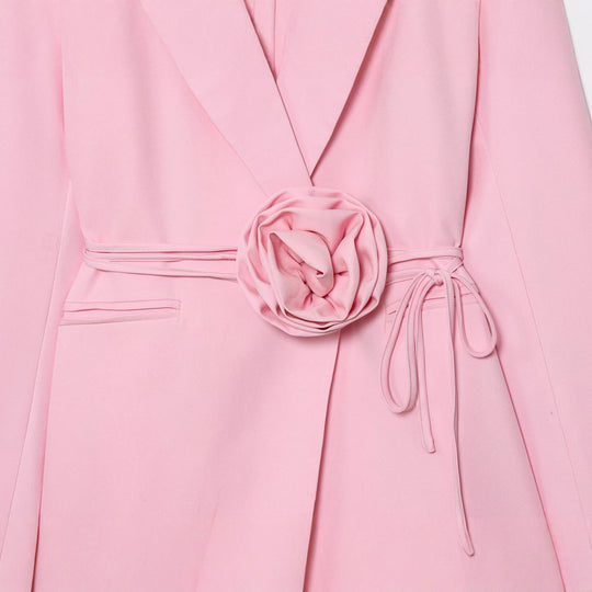 Damen Taillierter Blazer mit Deko‑Rosen‑Gürtel und Reverskragen Nord Taschen
