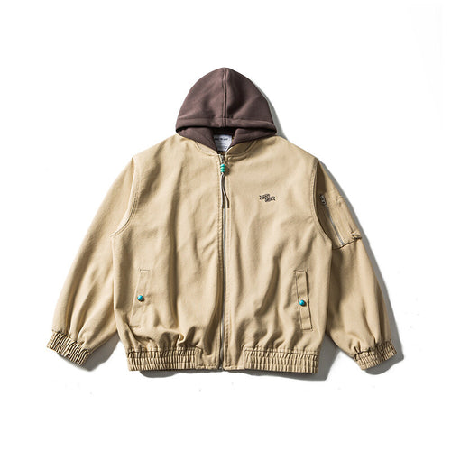 Unisex Oversize Canvas Kapuzenblouson mit Utilityärmeltasche und elastischem Bund Nord Taschen
