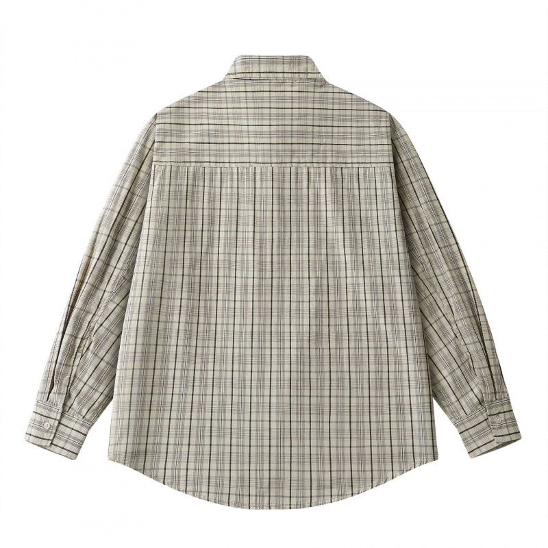 Unisex Lockeres Kastenförmiges Karo-Overshirt aus leichter Baumwollmischung mit Rückpasse und Kräusel-Detail Nord Taschen