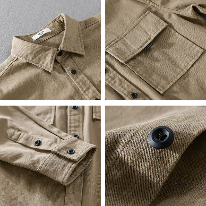 Herren Hemdjacke aus robustem Baumwolltwill mit zwei Brustklappen und Relaxed‑Fit Nord Taschen