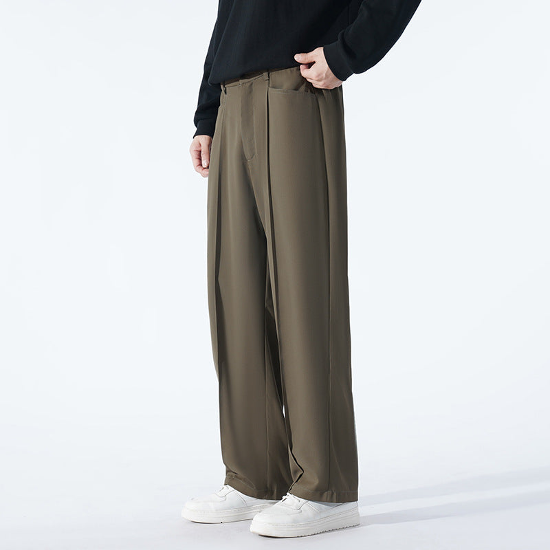 Herren Weite Crêpe‑Hose mit Bundfalte und gerader Bügelfalte Nord Taschen