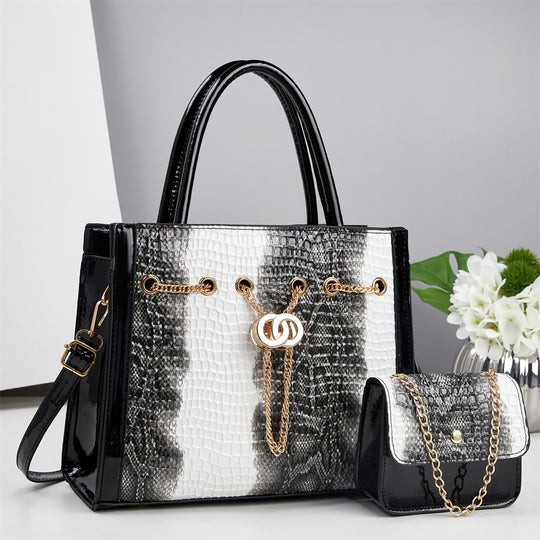 Damen Handtaschen-Set mit elegantem Krokodilleder-Look und abnehmbarer Mini-Clutch Nord Taschen