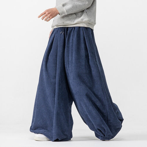 Herren Extraweite Cord-Ballonhose mit Falten, Tunnelzug und schwerem Fall Nord Taschen