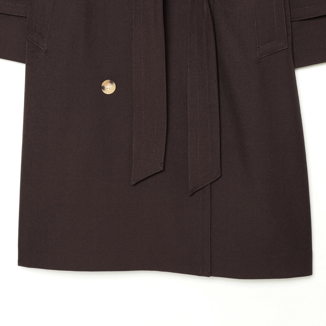 Damen Midilanger Doppelreihiger Trenchcoat mit breitem Revers und Taillenbindegürtel Nord Taschen