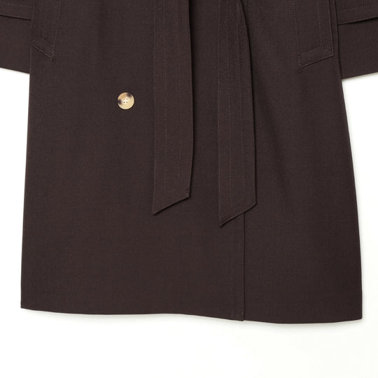 Damen Midilanger Doppelreihiger Trenchcoat mit breitem Revers und Taillenbindegürtel Nord Taschen