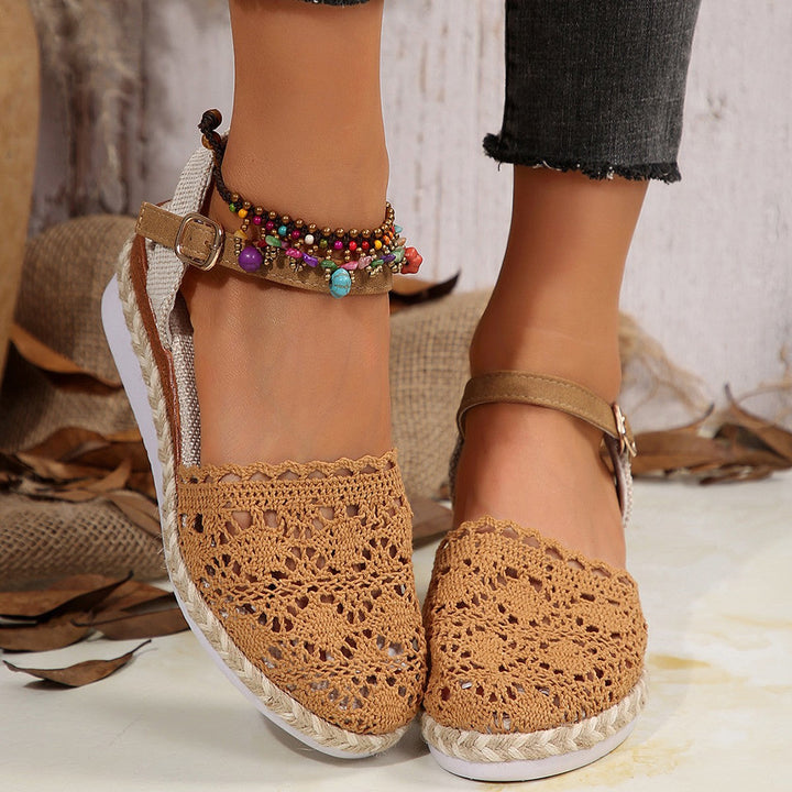 Damen Espadrilles mit elegantem Häkel-Design und komfortabler Sohle