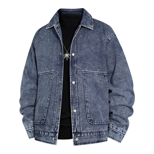 Herren Oversized Jeansjacke mit Stonewash-Effekt und aufgesetzten Taschen Nord Taschen