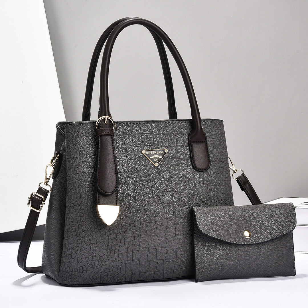 Damen elegante Handtasche mit strukturiertem Kunstleder und abnehmbarer Clutch Nord Taschen