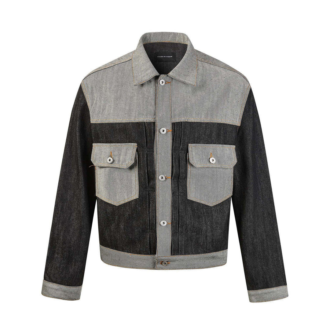 Herren Boxy-Jeansblouson mit kontrastierenden Einsätzen und Utility-Taschen Nord Taschen