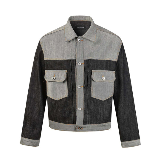 Herren Boxy-Jeansblouson mit kontrastierenden Einsätzen und Utility-Taschen Nord Taschen