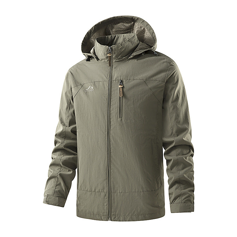 Herren Ultraleichte Outdoor-Kapuzenjacke mit Mesh-Innenfutter, Brustreißverschluss und verstellbaren Bündchen Nord Taschen