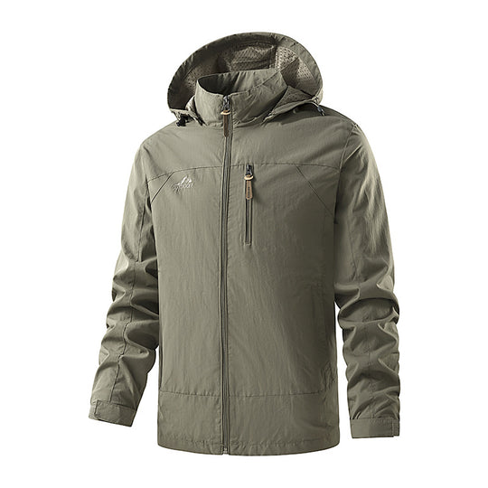 Herren Ultraleichte Outdoor-Kapuzenjacke mit Mesh-Innenfutter, Brustreißverschluss und verstellbaren Bündchen Nord Taschen