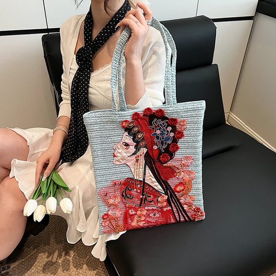 Damen Handtasche mit künstlerischer Stickerei Nord Taschen