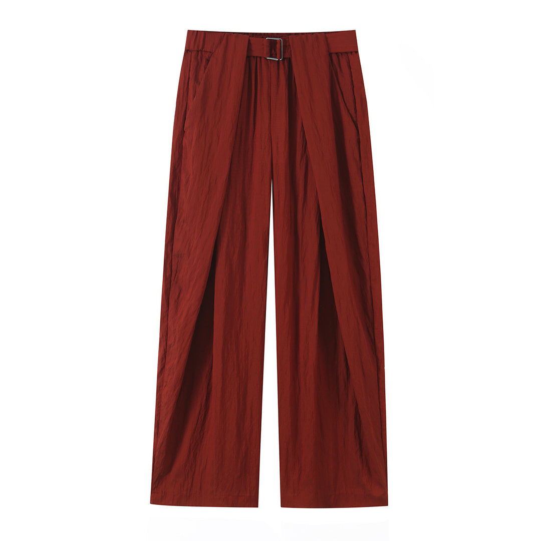 Damen Hochtaillierte Wide‑Leg Stoffhose mit Bundfalten und Bindegürtel Nord Taschen