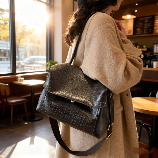Damen Umhängetasche im eleganten Krokodil-Look mit verstellbarem Schulterriemen Nord Taschen